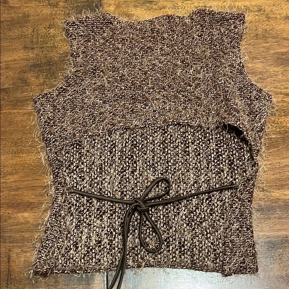 Joseph Ribkoff Textured Brown Open Back Tank Top - Picture 5 of 8
